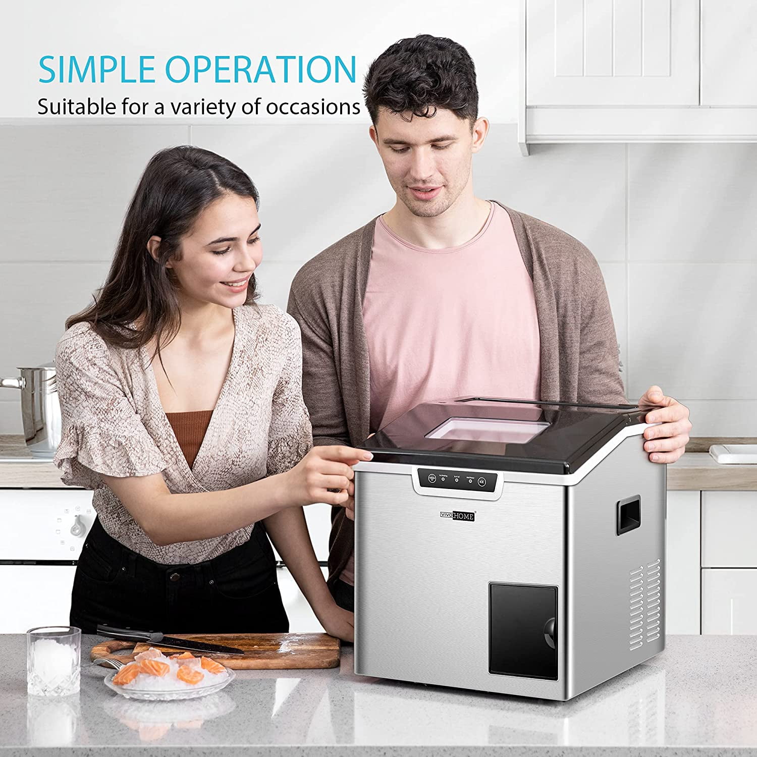 VIVOHOME 2 in 1 Countertop Ice Maker & Shaver Machine, 44Lbs/Day