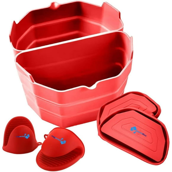 Silicone Slow Cooker Liners Compatible with Crock-Pot 6-8 QT | Reusable Divider Insert for Cooking 2 Meals Simultaneously | Dishwasher Safe, BPA Free | Silicone Slow Cooker Divider | RED