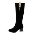 thumbnail image 6 of Mostsola Knee High Boots Women Elegant Tassel Mid Calf Boots Suede Heel Dressy Fall Boots, 6 of 9