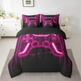 thumbnail image 2 of Erosebridal Neon Gamepad Bedding King Size,Geometry Honeycomb Bed Set,Pink Black Bedding Sets King Size For Boys,Super Cozy Room Decoration Reversible,7pcs, 2 of 7