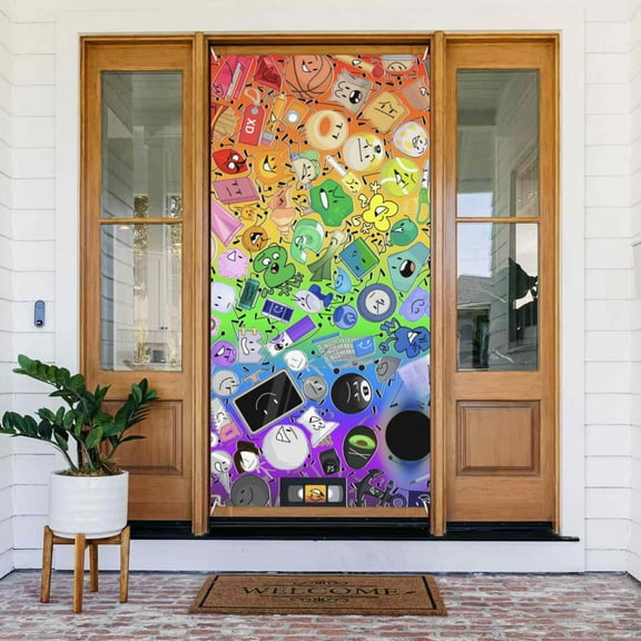 Door Cover Decoration Battle For Dream Island Bfdi Hanging Banner Backdrop Tapestry Outdoor Party Decor 72.8 x 35.4 Inch