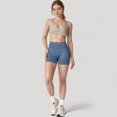 thumbnail image 2 of Women's Ribbed Seamless Biker Shorts with Stretch Fabric and Smooth Fit - Large, Blue, 2 of 7