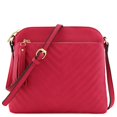 thumbnail image 1 of chevron Quilted Medium crossbody Bag with Tassel Accent (Fuchsia), 1 of 4