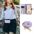 thumbnail image 5 of ELEHOLD for Samsung Galaxy A14 4G/5G Wallet Crossbody Case PU Leather Cover with Card Slots Magnetic Clasp Kickstand Detachable Wriststrap Shoulder Strap Flip Shockpoof Cover,purple, 5 of 8