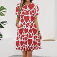 thumbnail image 2 of Valentines Day Hand Drawn Red Hearts Dress Fashion Beach Short Sleeve Dresses Female Party Printed Sundress, 2 of 7