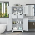 thumbnail image 3 of Giantex Freestanding Bathroom Storage Cabinet, Tall Linen Floor Cabinet w/Adjustable Shelves, White, 3 of 7