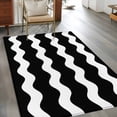 thumbnail image 2 of Black Wavy Washable Area Rug 3x5 Stripes Low-Profile Large Area Rugs with Non Slip Backing Indoor Floor Carpet for Entrance Living Room Bedroom Home Office, 2 of 9