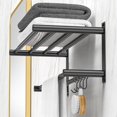 thumbnail image 1 of Caximsy Toallero Negro Ajustable Negro Para Montaje En Pared De Baño Toallero De Ducha Adhesivo De 17-30,7 Pulgadas Toalleros De Baño De Acero Inoxidable Para Inodoro Cocina Colgador De Toalla Doble, 1 of 5