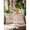 thumbnail image 2 of Outdoor Pillows Waterproof, Red Beige Rosebuds Bedding Throw Pillows with Insert for Couch Sofa Bed, Rustic RomanticFloral Botanical 16x16 Inch Pillowcases Decorative Camping Patio Pillow Set of 2, 2 of 8