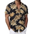 thumbnail image 2 of Men's Shirts Short Sleeve Button Down Lapel Hawaiian Floral Print Tops Summer Casual Lightweight Comfortable Mens Dress Shirts Black L, 2 of 5