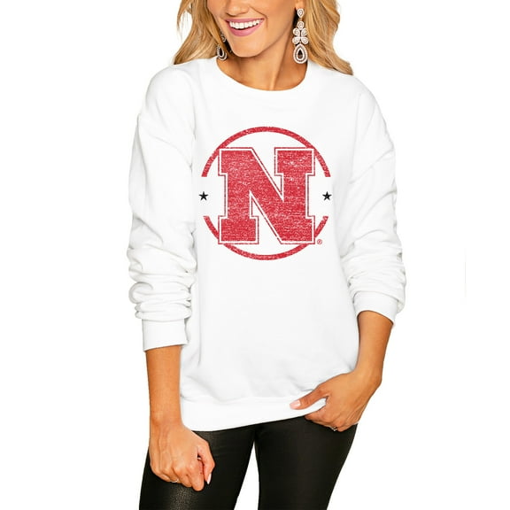 Women's Gameday Couture White Nebraska Huskers End Zone Oversized Sweatshirt