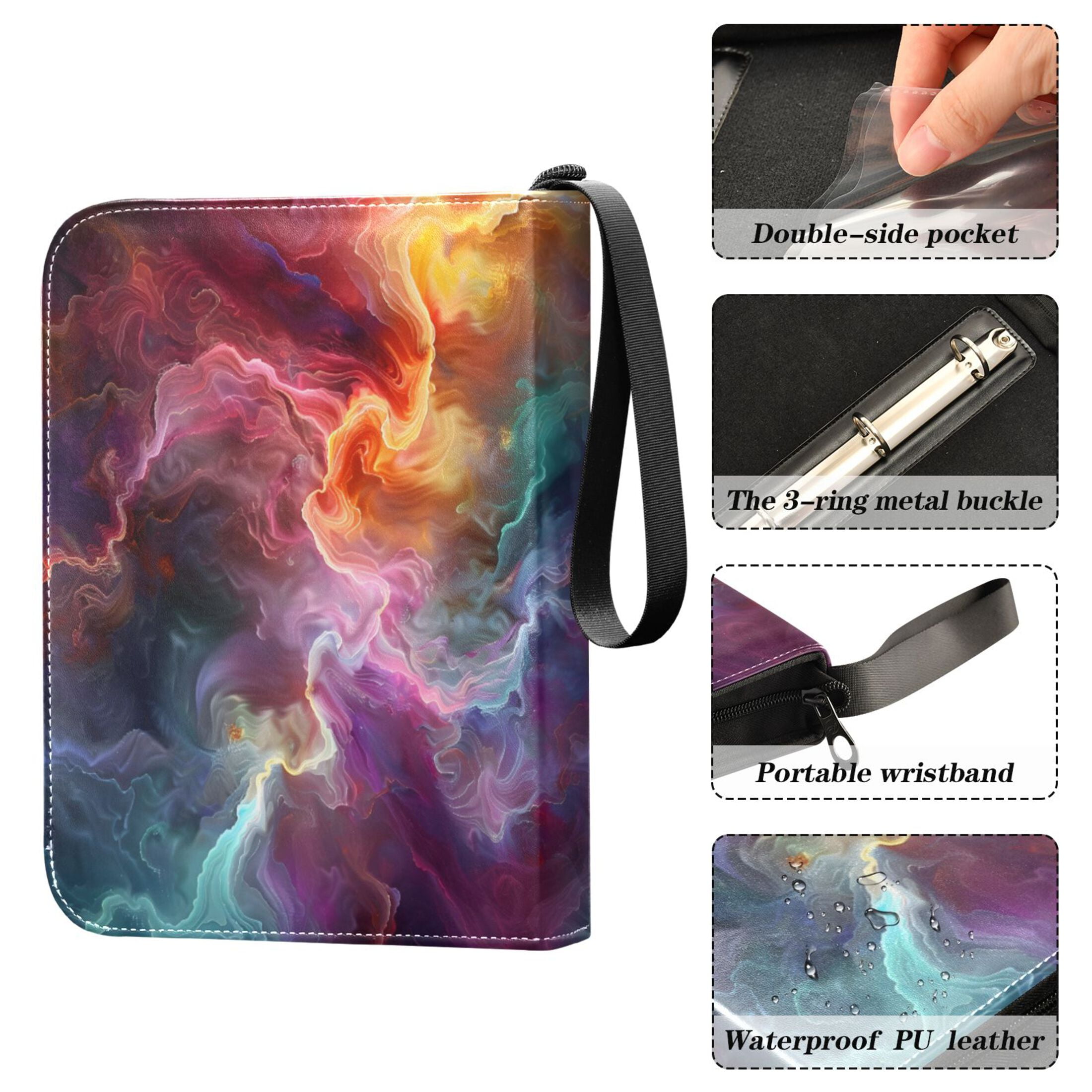 Trading Card Binder Album 400 Pockets 50 Removable 4-Pocket Pages Waterproof Colorful Nebulae Mixture