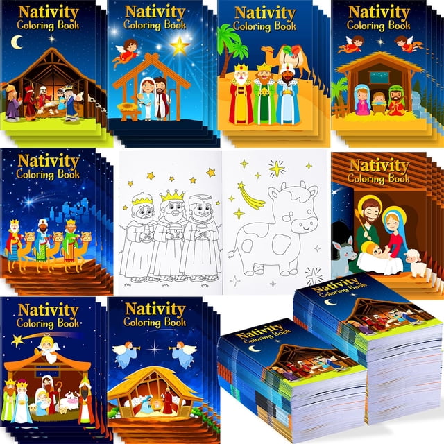 Libros para colorear de la Natividad de Cholemy, paquete a granel, 120 unidades, 12,5 x 17 cm