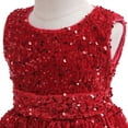 thumbnail image 5 of IDOPIP Kids Girls Velvet Sequin Tutu Dress Fall Winter Christmas Party Gown Dresses, 5 of 7