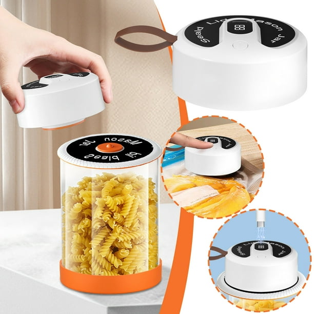 Kit de sellador al vacío eléctrico portátil para jarras de boca ancha y regular, botellas de vino: 2 tamaños, 4 tapas, 2 tapones, materiales recargables y seguros para alimentos, ideal para el