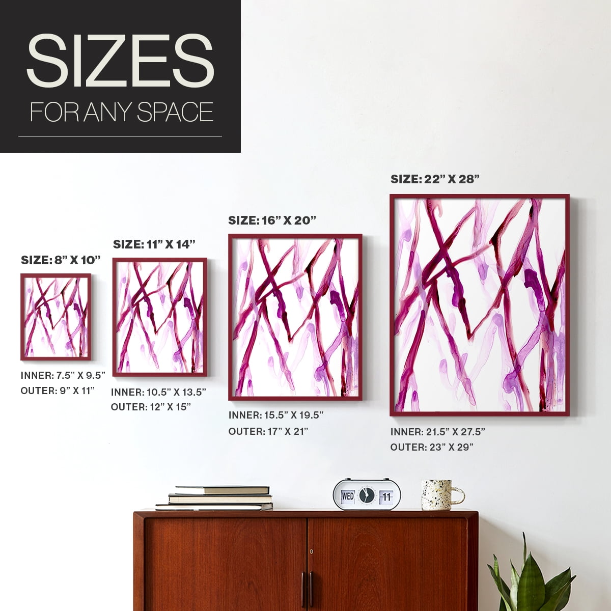 Runnel XV in Red Solid Wood 11 x 14 Framed Print
