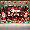 thumbnail image 6 of Plaid Pattern Christmas Banner Snowflake Design Merry Christmas Banner Santa Claus Reindeer Xmas Banner for Christmas Party Home Decoration Holiday Celebration, 6 of 7