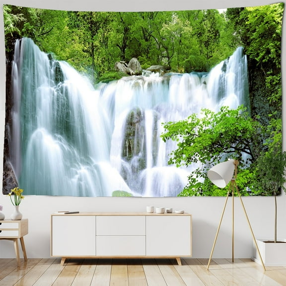 Beautiful natural forest waterfall printed large wall tapestry sea view landscape wall tap
