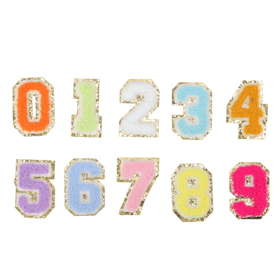 VANIDO 10Pcs Iron On Patches 0 to 9 Number Colorful Bright Colors Exquisite Cotton Number Patches for Hat Backpack Shirt