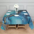 thumbnail image 3 of Blue Gold Marble Pattern Square Tablecloth,Waterproof Square Table Cover,Wipeable Spillproof Washable Table Cover for Home Kitchen Party Decor 52"x52"(132x132cm), 3 of 6
