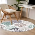 thumbnail image 4 of Round Rug 3.3Ft Washable Non-Slip, Coastal Coral Circle Area Rugs for Living Room Bedroom, Nautical Ocean Beach Conch Shells Starfish Indoor Floor Mats Carpet Runner for Home Decor Aesthetic, 4 of 8