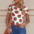 thumbnail image 6 of Pofeuu Hand Drawn Strawberry Print Short Sleeve Body Suits Women Round Neck Bodysuits for Women Onesie Adult Set Body Suit-Large, 6 of 7