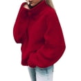 thumbnail image 2 of Pxiakgy Pull Col Roulé Femme Uni Décontracté Manches Longues Tricoté Pull Épaule Femme Pull-Over Pulls pour Femmes Z-Rouge TTG, 2 of 6