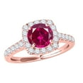 thumbnail image 1 of Aonejewelry 1.35 Carat Ttw Halo Created Ruby and Diamond Engagement Ring Crafted In 14k Solid Rose Gold, 1 of 4