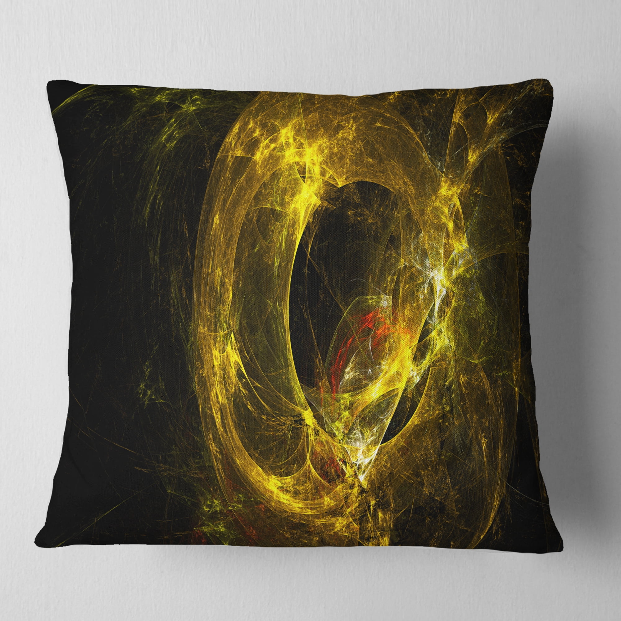 Designart Far Spherical Galaxy Golden - Abstract Throw Pillow - 16x16
