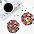 thumbnail image 4 of Yiaed Skull and Roses Print Leather Coasters for Drinks - Cup Coasters Coffee Table Kitchen Table Bar, Home & Office Gifts Handmade Drink Coasters-Octagon, 4 of 6