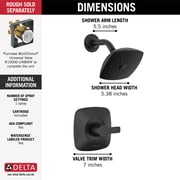Delta Modern 14 Series Shower Trim - T142339-BL-PP in Matte Black