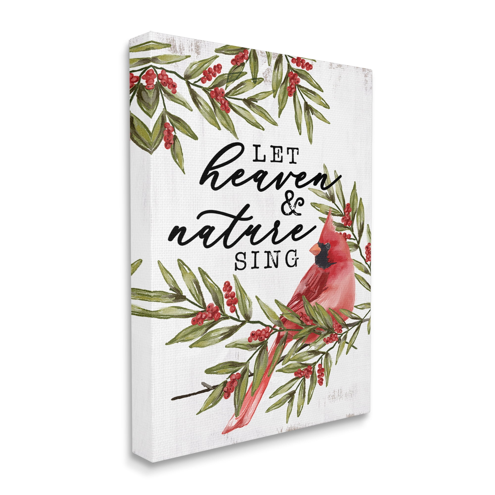 Stupell Industries Festive Phrase Cardinal Holiday Painting Gallery Wrapped Canvas Print Wall Art, 24 x 30