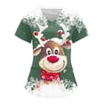 thumbnail image 1 of Uniformes de enfermera navideños para mujer, ropa de trabajo con cuello en V y manga corta con estampado y bolsillo, ropa de trabajo para enfermeras, monos, uniformes médicos, 1 of 5