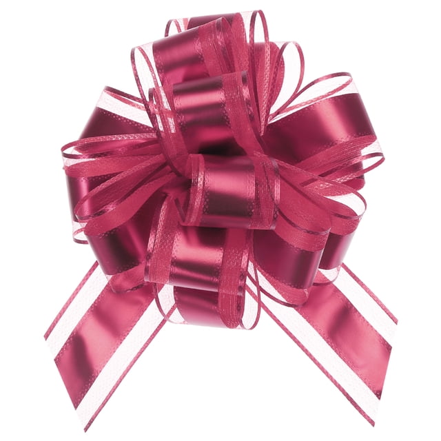 12pcs 9" Extra Large Pull Bow Metallic Gift Wrapping Bows Ribbon Organza Burgundy Red for Wedding Baskets Presents