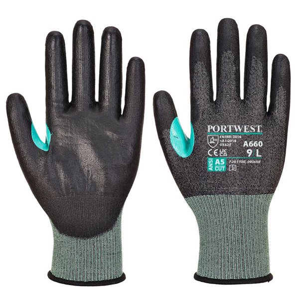 Portwest - Guantes A Prueba de Golpes A660 CS E18 de PU Polipiel para Adultos Unisex (Negro)