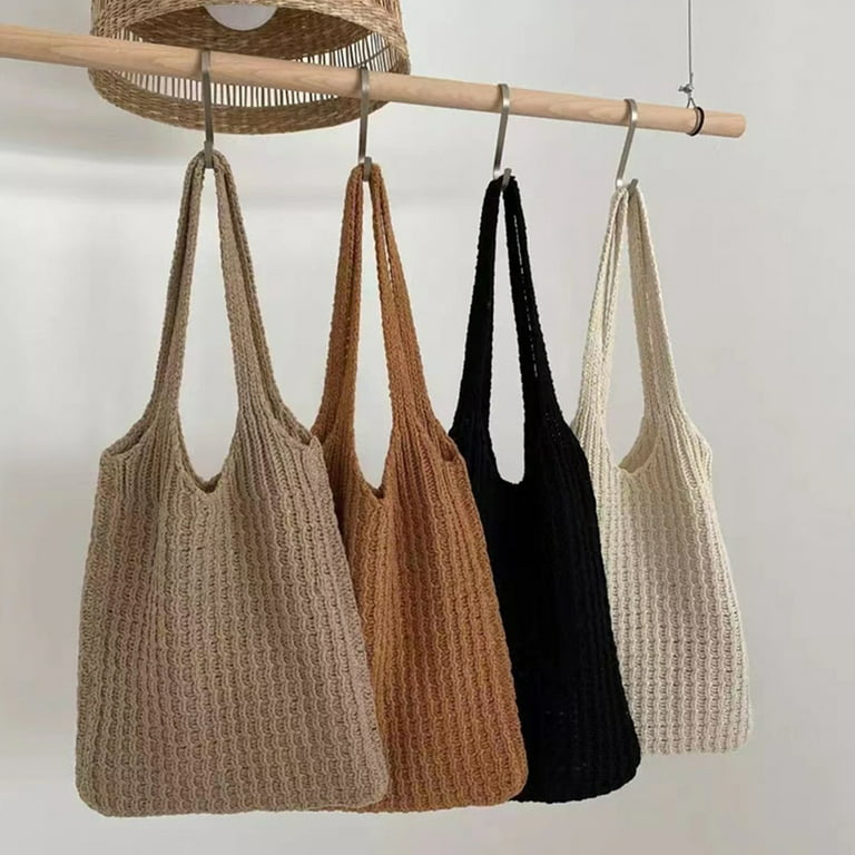 Crochet Bag With Paper Yarn,tote Bag in Tan, Large Knitted Paper Yarn Bag,  Handcrafted Bag in Tan Paper Yarn, Summer Casual Shoulder Bag 