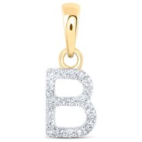 10kt Yellow Gold Womens Round Diamond B Initial Letter Pendant 1/20 Cttw