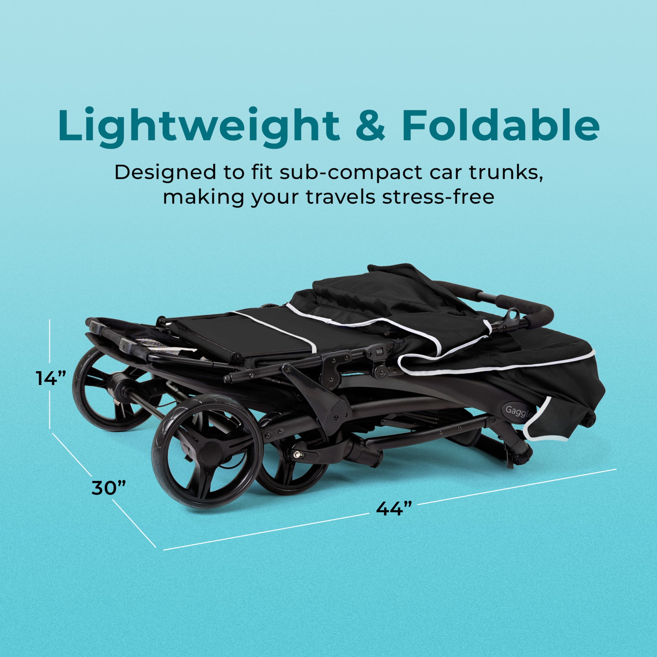 Foundations Gaggle Odyssey 4-Seat Quad Stroller, Reclining Bench Seats with Canopy, Black​