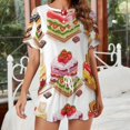 thumbnail image 2 of Cartoon Cake Pajama Set for Women 2 Piece Sleepwear Loungewear Short Sleeve, 2 of 7