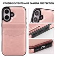 thumbnail image 4 of VENINGO for iPhone 16 Wallet Case 6.1" with Card Holder Slots PU Leather Kickstand Magnetic Lock Lightweight Shockproof Full Body Protective Cover for iPhone 16, Rose Gold, 4 of 7