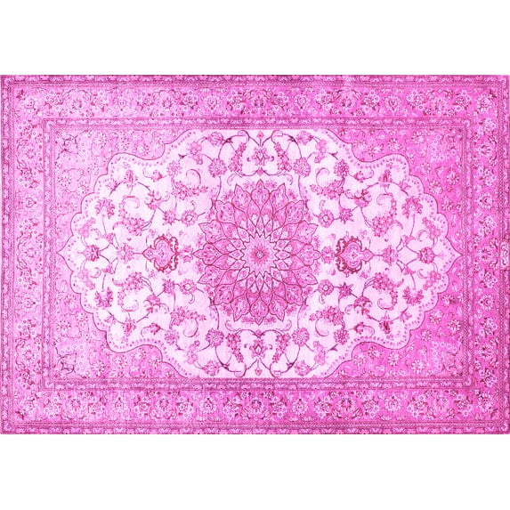 Ahgly Company Indoor Rectangle Medallion Pink Traditional Area Rugs, 5' x 7'