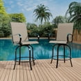 thumbnail image 3 of Garvee Outdoor Swivel Bar Stools Set of 2, 360° Rotating Patio Bar Chairs with High Back & Armrests, All-Weather Textilene Fabric, Heavy-Duty Metal Frame for Deck, Garden, Backyard & Poolside, Brown, 3 of 8