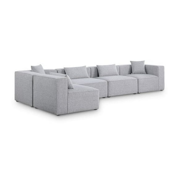 Meridian Furniture Cube Grey Durable Linen Modular Sectional