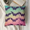 thumbnail image 3 of Happy Halloween Bats Pillow Covers  Pastel Purple Pink Bat Decorative Square Couch Pillow Cases  Fall DecorThrow Pillows for Room Porch Patio Couch Outdoor, 3 of 5