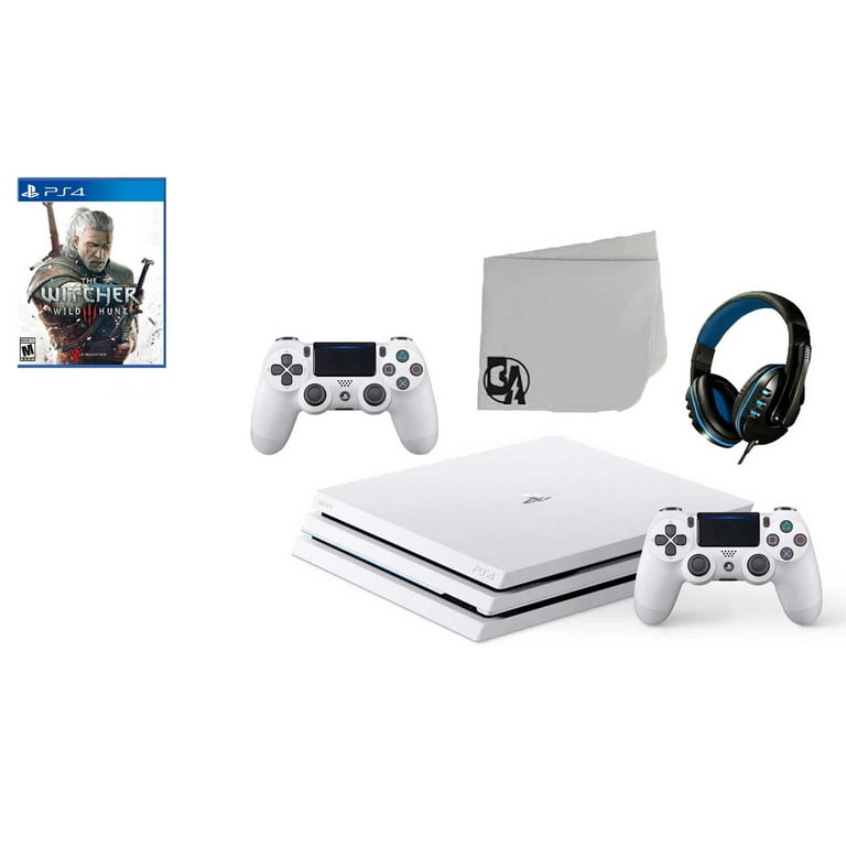 Sony PlayStation 4 Pro Glacier Gaming Consol White 2 Controller Included with The Witcher 3 Wild Hunt BOLT AXTION Bundle Used - Walmart.com