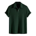 thumbnail image 4 of Mens Polo T Shirts Short Sleeve Waffle Tees Shirts Loose Fit Green Fashion Clothing for Men, 4 of 9