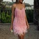 thumbnail image 5 of Vestido Mini vestido con tirantes y plumas y borlas para mujer, vestido de moda sin mangas, elegante para fiesta y Club Cgtredaw Rosa T S para Mujer, 5 of 7