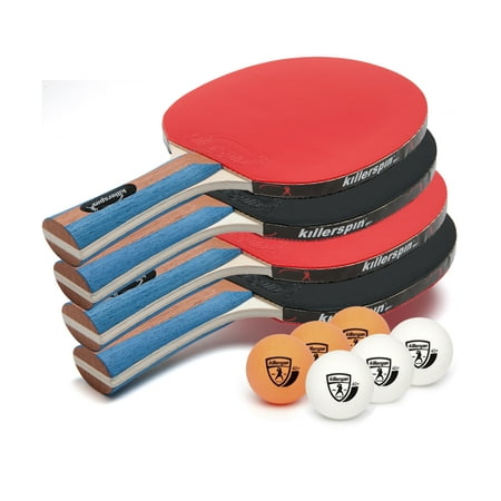 Killerspin JET SET 4 Table Tennis Set with 4 Paddles and 6