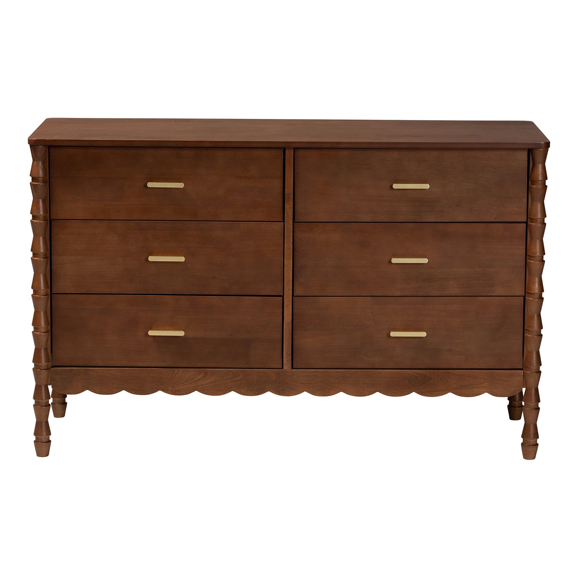 Baxton Studio Danette Modern Dresser, 6-Drawer, Walnut Brown