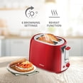 thumbnail image 5 of Aiwa 2-Slice Toaster with Wide Slots, 6 Browning Settings, and Crumb Tray, Red, 5 of 10